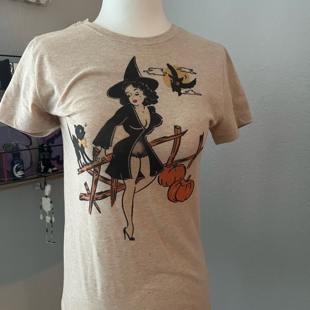 Unique Vintage Tan Witch Graphic Tee